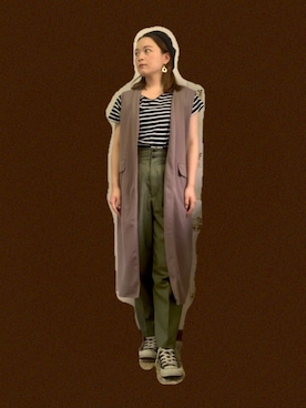 「SHEL’TTER（シェルター）のアイテム（ハンチング/ベレー帽）」を使った、田中 優実子さん（レディース・154cm）の秋コーディネート