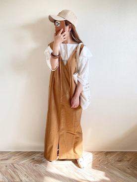 「DHOLIC（ディーホリック）のアイテム（キャップ）」を使った、c h i k i 𓅰さん（レディース・150cm）の夏コーディネート