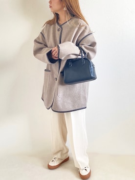 「ABITOKYO（アビトーキョー）のアイテム（ノーカラーコート）」を使った、c h i k i 𓅰さん（レディース・150cm）の冬コーディネート