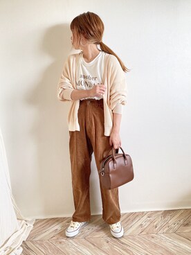 「ラウンドバッグ」｜「アイテム（パンツ）」を使った、c h i k i 𓅰さん（レディース・150cm）の夏コーディネート