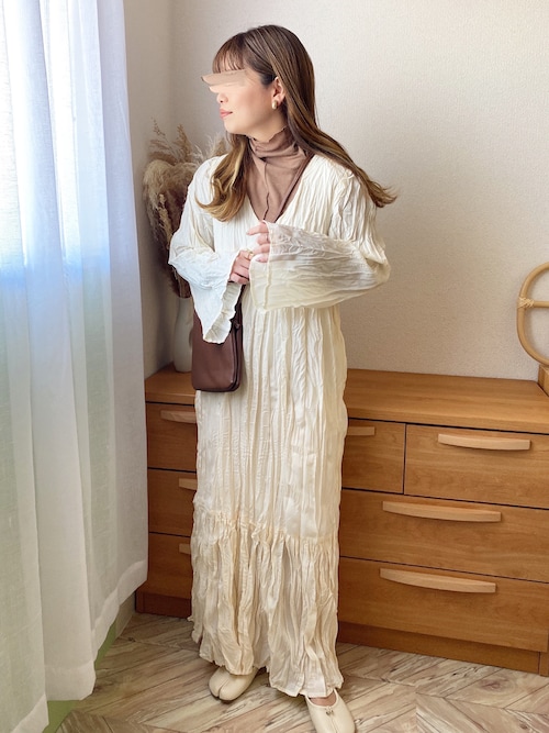 apresjour clair】フレアスリーブクリンクルワンピース【ZOZOTOWN限定