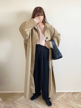「TODAYFUL（トゥデイフル）のアイテム（トレンチコート）」を使った、c h i k i 𓅰さん（レディース・150cm）の春コーディネート