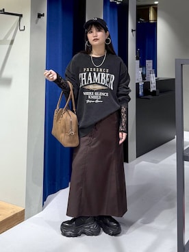 「PAGEBOY（ページボーイ）のレースアップアソートナロースカート（スカート）」を使った、myuさん（レディース・160cm）の秋コーディネート