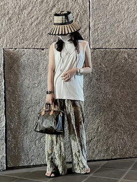 「Ameri（アメリ）のアイテム（トップス）」を使った、myuさん（レディース・159cm）の夏コーディネート