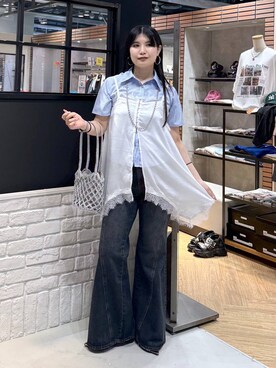 「PAGEBOY（ページボーイ）の【Casselini】メタリックショルダーバッグ（ショルダーバッグ）」を使った、myuさん（レディース・160cm）の夏コーディネート