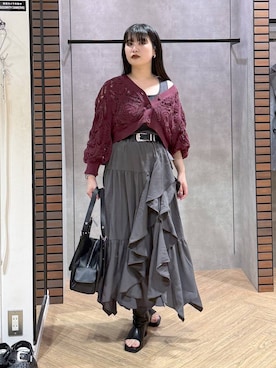 「PAGEBOY（ページボーイ）のモードバックルベルト3（ベルト、ブラック系）」を使った、myuさん（レディース・158cm）の春コーディネート