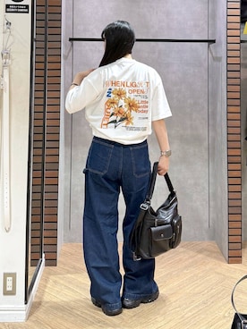 「PAGEBOY（ページボーイ）のモードバックルベルト3（ベルト、ブラック系）」を使った、myuさん（レディース・158cm）の春コーディネート