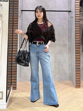 「PAGEBOY（ページボーイ）のヴィンテージバックルベルト（ベルト、ブラック系）」を使った、myuさん（レディース・158cm）の春コーディネート