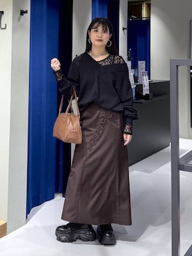 「PAGEBOY（ページボーイ）の【選べる着丈/前後2WAY/マシンウォッシャブル】マルチWAYネックプルオーバー/ニット（ニット/セーター）」を使った、myuさん（レディース・160cm）の秋コーディネート