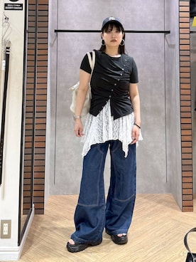 「PAGEBOY（ページボーイ）の【NEW ERA】9TWENTY（キャップ、ブルー系）」を使った、myuさん（レディース・158cm）の春コーディネート