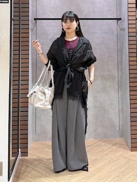 「PAGEBOY（ページボーイ）のハトメミュールサンダル（サンダル、ブラック系）」を使った、myuさん（レディース・158cm）の春コーディネート
