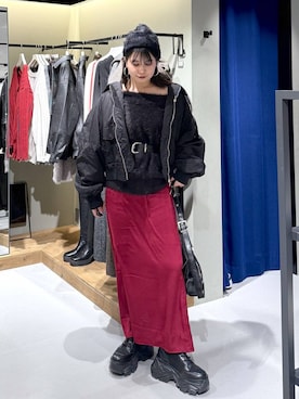 「アイテム（ニットキャップ/ビーニー）」を使った、myuさん（レディース・160cm・20代）の冬コーディネート