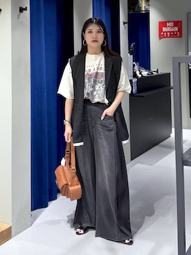 「アイテム（その他アウター、ブラック系）」を使った、myuさん（レディース・160cm）の夏コーディネート