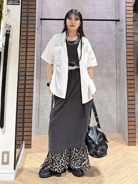 「PAGEBOY（ページボーイ）のモードバックルベルト3（ベルト、ホワイト系）」を使った、myuさん（レディース・158cm）の春コーディネート