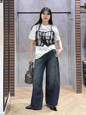 「PAGEBOY（ページボーイ）の【2WAY仕様】スタッズミニボストンバッグ（ショルダーバッグ、その他）」を使った、myuさん（レディース・158cm）の夏コーディネート
