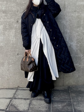 「Ameri（アメリ）のアイテム（スカート）」を使った、myuさん（レディース・159cm）の冬コーディネート