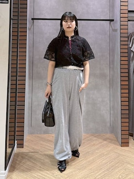 「PAGEBOY（ページボーイ）のモードバックルベルト3（ベルト、ホワイト系）」を使った、myuさん（レディース・158cm）の春コーディネート