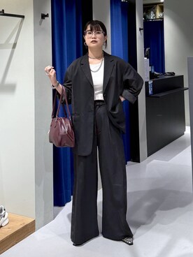 「PAGEBOY（ページボーイ）の【セットアップ対応】チェックMIXジャケット 《2サイズ展開》（テーラードジャケット）」を使った、myuさん（レディース・160cm）の秋コーディネート