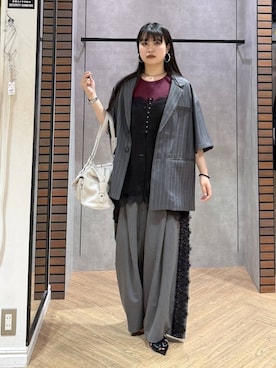 「PAGEBOY（ページボーイ）のハトメミュールサンダル（サンダル、ブラック系）」を使った、myuさん（レディース・158cm）の春コーディネート