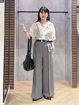 「PAGEBOY（ページボーイ）のモードバックルベルト3（ベルト、ブラック系）」を使った、myuさん（レディース・158cm）の春コーディネート