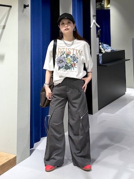 「アイテム（その他、レッド系）」を使った、myuさん（レディース・160cm）の夏コーディネート