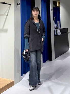 「PAGEBOY（ページボーイ）の【セットアップ対応】チェックMIXジャケット 《2サイズ展開》（テーラードジャケット）」を使った、myuさん（レディース・160cm）の秋コーディネート