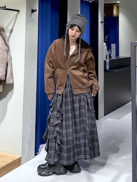 「アイテム（ニットキャップ/ビーニー）」を使った、myuさん（レディース・160cm・20代）の冬コーディネート