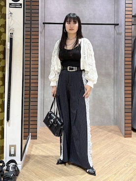 「PAGEBOY（ページボーイ）のモードバックルベルト3（ベルト、ブラック系）」を使った、myuさん（レディース・158cm）の夏コーディネート