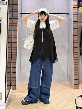 「PAGEBOY（ページボーイ）の【NEW ERA】9TWENTY（キャップ、ホワイト系）」を使った、myuさん（レディース・158cm）の春コーディネート