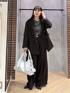「PAGEBOY（ページボーイ）のヴィンテージバックルベルト（ベルト、ブラック系）」を使った、myuさん（レディース・158cm）の春コーディネート