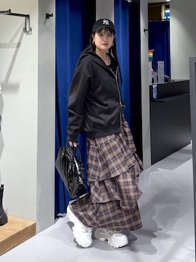 「アイテム（パーカー）」を使った、myuさん（レディース・160cm・20代）の冬コーディネート