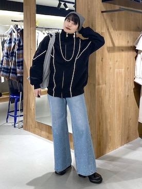 「PAGEBOY（ページボーイ）のニットビーニー（ニットキャップ/ビーニー）」を使った、myuさん（レディース・158cm）の冬コーディネート