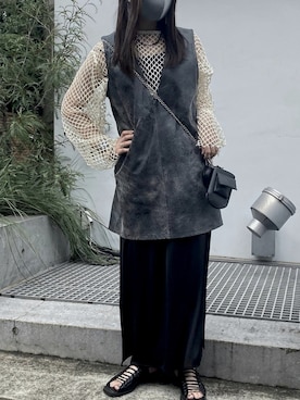 「Ameri（アメリ）のアイテム（その他トップス）」を使った、myuさん（レディース・159cm）の夏コーディネート