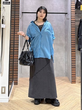 「PAGEBOY（ページボーイ）のサンドヴィンテージキリカエワンピース（ワンピース、ブラック系）」を使った、myuさん（レディース・158cm）の春コーディネート