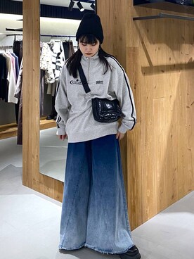 「PAGEBOY（ページボーイ）のニットビーニー（ニットキャップ/ビーニー）」を使った、myuさん（レディース・158cm）の秋コーディネート