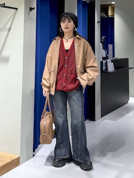 「アイテム（ハンチング/ベレー帽）」を使った、myuさん（レディース・160cm・20代）の秋コーディネート