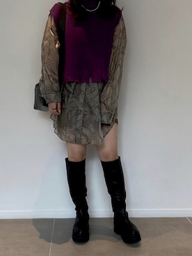 「STUDIOUS(ステュディオス)のアイテム(ベスト)」を使った、myuさん(レディース・159cm)の秋コーディネート