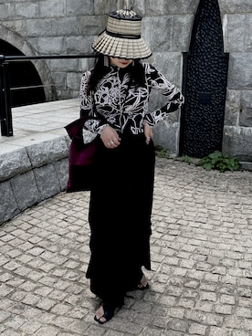 「Ameri（アメリ）のアイテム（スカート）」を使った、myuさん（レディース・159cm）の夏コーディネート