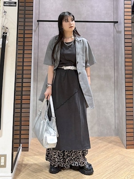 「PAGEBOY（ページボーイ）のモードバックルベルト3（ベルト、ホワイト系）」を使った、myuさん（レディース・158cm）の春コーディネート