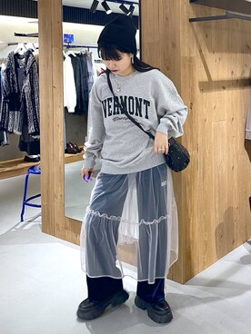 「PBLIM（ページボーイリム）のPBLIM/ドライタッチビーニー（ニットキャップ/ビーニー）」を使った、myuさん（レディース・158cm）の秋コーディネート