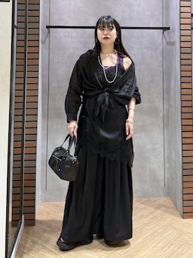「PAGEBOY（ページボーイ）の【2WAY仕様】スタッズミニボストンバッグ（ショルダーバッグ、ブラック系）」を使った、myuさん（レディース・158cm）の夏コーディネート