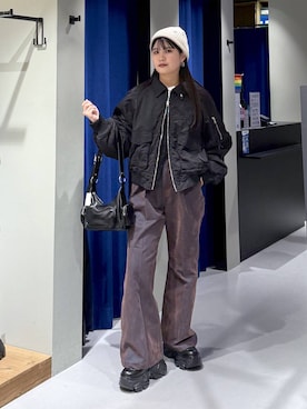 「きれいめ」｜「アイテム（ニットキャップ/ビーニー）」を使った、myuさん（レディース・160cm）の冬コーディネート