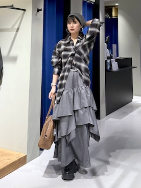 「アイテム（ハンチング/ベレー帽）」を使った、myuさん（レディース・160cm・20代）の秋コーディネート