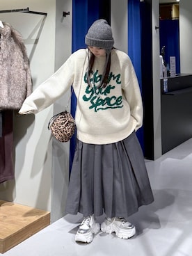 「きれいめ」｜「アイテム（ニットキャップ/ビーニー）」を使った、myuさん（レディース・160cm）の冬コーディネート