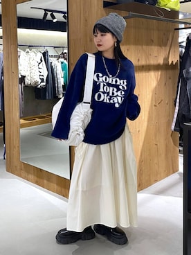 「PAGEBOY（ページボーイ）のニットビーニー（ニットキャップ/ビーニー）」を使った、myuさん（レディース・158cm）の秋コーディネート