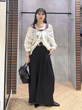 「PAGEBOY（ページボーイ）の【2WAY仕様】スタッズミニボストンバッグ（ショルダーバッグ、ブラック系）」を使った、myuさん（レディース・158cm）の夏コーディネート