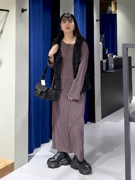 「PAGEBOY（ページボーイ）の【ステンレス素材】ロングボールチェーンネックレス（ネックレス）」を使った、myuさん（レディース・160cm）の秋コーディネート