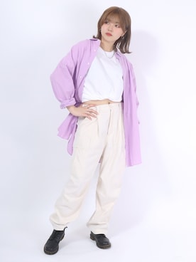 「オーバーシャツ」｜「アイテム（その他）」を使った、Salong hameu【Official】さん（レディース・164cm）の春コーディネート