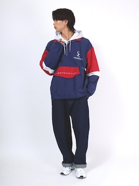「スウェットパーカー」｜「アイテム（ジャケット/アウター）」を使った、Salong hameu【Official】さん（メンズ・174cm）の秋コーディネート
