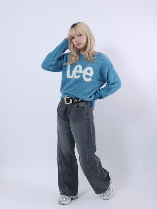 セール】Lee（リー）ブランドロゴジャガード シャギーニットセーター